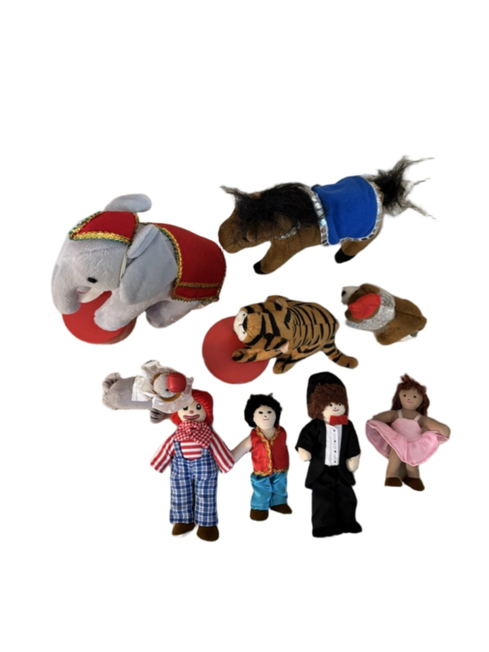 Kids Unbranded Stuffed Circus Figurines One Size Red Gray Circus Set